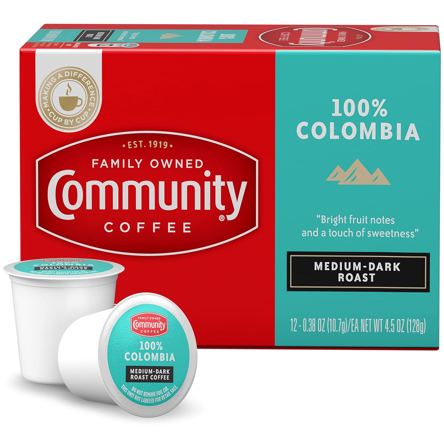 Community Coffee 100% Colombia Coffee Pods, Medium Dark Roast, Compatible with Keurig 2.0 K-Cup Brewers,12 Count (Pack of 3)