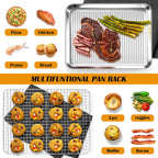 P&P CHEF Baking Oven Pan with Wire Rack, Stainless Steel Baking Oven Sheet Tray, Bacon Pan and Cooling Rack for Cooking Roasting Cookie, Dishwasher Safe & Easy Clean, 16 x 12 x 1 Inch