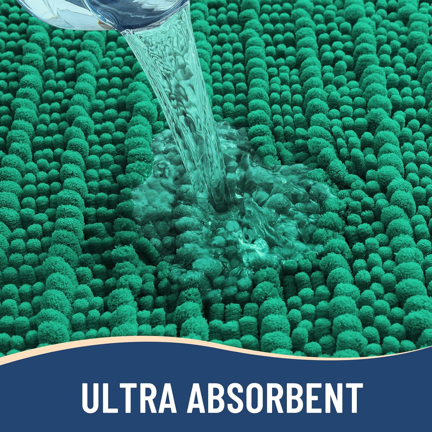 Arotive Luxury Chenille Bathroom Rug Mat, Extra Soft Thick Absorbent Shaggy Bath Rugs, Non-Slip Machine Wash Dry, Plush Bath Mats for Bathroom, Shower and Tub, 47x24, Emerald