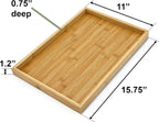 Bam & Boo (1-Pack) Natural Bamboo Rectangle Serving & Vanity Tray - for Kitchen, Bathroom, Countertop, Coffee Table (15.75" x 11" x 1.2")