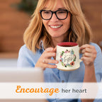 Christian Art Gifts Floral Pink Ceramic Coffee Mug – 14 oz. Microwave and Dishwasher-Safe Inspirational Scripture Coffee and Tea Mug for Women with Bible Verse: Love That You're My Sister –Eccles. 4:9