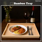 Serving Tray, 13"x8.7"x1.5" Small Bamboo Serving Trays for Party, Coffee Table, Ottoman, Breakfast, Dining, Home Decor, Bathroom, Bar