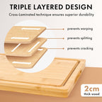 Bamboo Wooden Cutting Boards for Kitchen, Cutting Board Set of 3, Chopping Boards with Juice Groove for Meat, Cheese & Vegetables - Durable, Double sided wood cutting board with serving Compartments