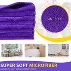 Nuenen Microfiber Cleaning Cloths for Cars 16 x 16 Inch Ultra Absorbent Car Towels Drying Reusable Cleaning Supplies House Kitchen Window Microfiber Towel(Purple,60 Pcs)