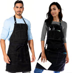 Under NY Sky Chef Apron – Professional Black Twill – Cotton Straps - Smart Pockets - Adjustable for Men and Women – Pro Chef, Cook, Kitchen, Baker, Barista, Bartender, Server Aprons