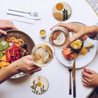 Drink Coasters Set of 6 with Holder, Abstract Boho Sun Leaves Absorbent Ceramic Coasters with Cork Base,Fit All Cups,Great Gift for Housewarming,Room Decor,Bar,Holiday Party