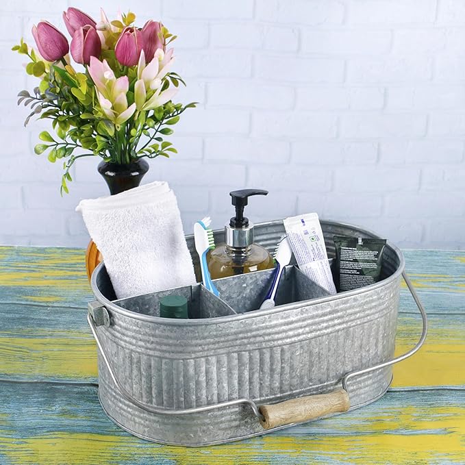 Alpha Living Home Farmhouse Utensils Caddy, Antique Gray, 18.5 x 14.5 x 3 in