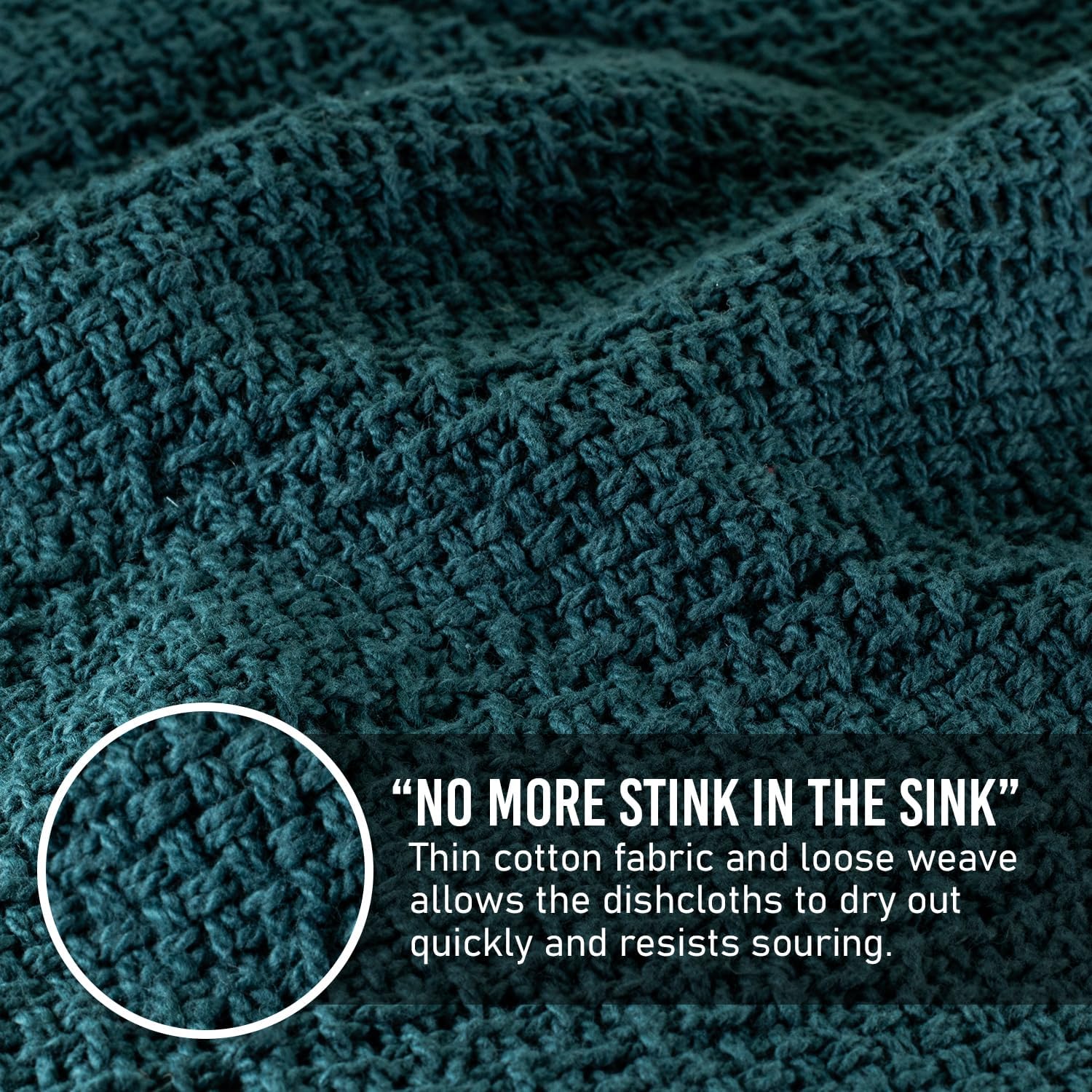 Old Fashion 100% Cotton Dishcloths - Set of 4 Mixed Colors - 2 Teal /2 Natural -11" x 11"