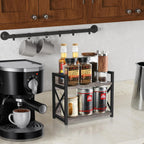YINMIT Countertop Shelf Organizer,Coffee Bar Accessories,Spice Rack,Coffee Counter Shelf,2 Tier Coffee Organizer Station for Mugs,Cups,Cream,Syrup(Rusti Grey, Small)