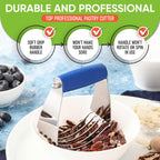 Spring Chef Medium Size Dough Blender For Baking, Dough Cutter Tool, Stainless Steel Puff Pastry Cutter Tool with Soft Grip Handle, Dishwasher Safe Pastry Blender for Easy Mixing - Sapphire