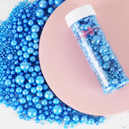 Kasvan Royal Blue Pearl Sugar Sprinkles - Edible Candy Pearls 130g/4.58 Oz, Mix Size, Baking Cake Decorations, Ice Cream Toppings and Cookie Decorating, Wedding Party Chirstmas Supplies (Royal Blue)
