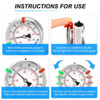MEANLIN MEASURE -30inHG~30Psi Vacuum Pressure Gauge 1/8" NPT 2.5" FACE DIAL, Stainless Steel Liquid Filled Pressure Gauge WOG Water Oil Air Lower Mount (with 2PCS Snaps)