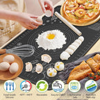 Silicone Baking Mat 28" x 20" Extra Thickness Dough Rolling Mat with Measurements and Edge Heightening, Non-stick Food Grade Silicone Pastry Mat for Pastry, Bread, Cookies, Pizza, Fondant, Pasta-Black