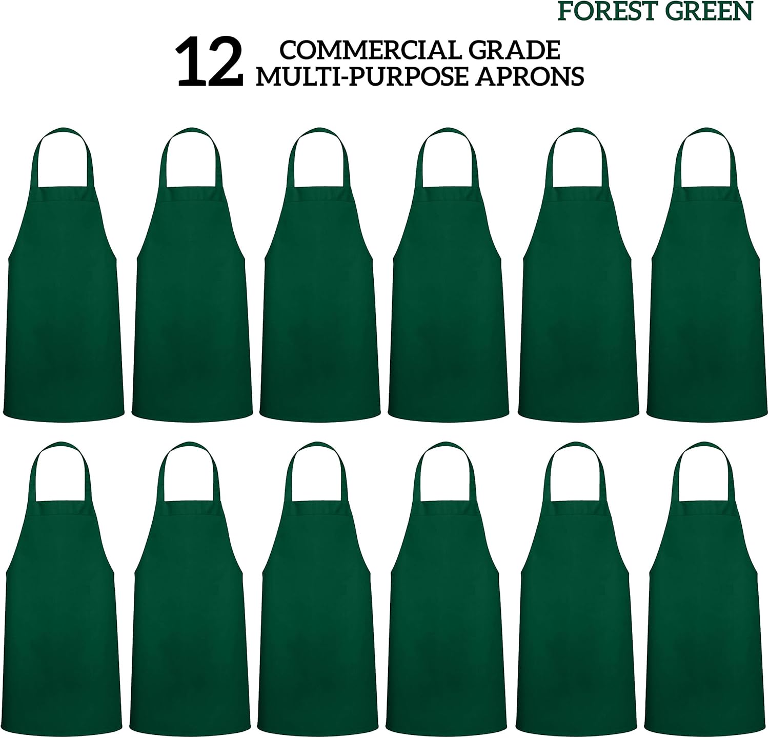 GREEN LIFESTYLE 12 Pack Professional Chef Apron – Grilling Aprons for Men, Waterproof Cooking Aprons for BBQ, Work or Restaurant Use, Kitchen Aprons for Women – Green, No Pockets