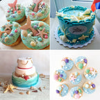 MEMOVAN Marine Theme Fondant Molds 4pcs Seashell Conch Starfish Silicone Baking Mold for Under the Sea Ocean Marine Cake Cupcake Decoration Chocolate Candy Soap Resin Clay Crafting