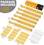 SpaceAid Bamboo Drawer Dividers with Inserts and Labels, Kitchen Adjustable Drawer Organizers, Expandable Organization for Home, Office, Dressers and Bathroom, 6 Dividers with 12 Inserts (13.25-17 in)