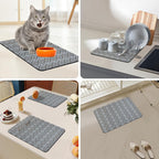 Bloss Dish Drying Mat, 12"x19" Absorbent Coffee Bar Mat with Waterproof Rubber Back, Fit Under Coffee Maker Machine/Kitchen Counter(Gray-White Plaid)