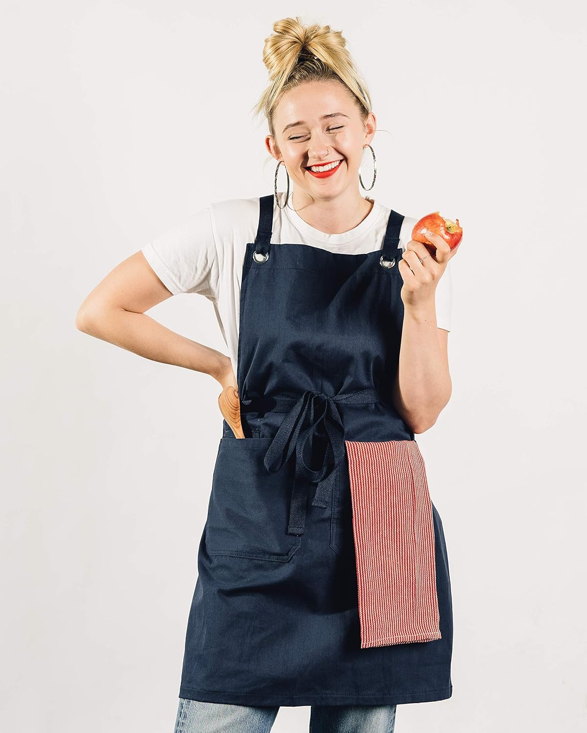 Caldo Crossback Kitchen Apron for Cooking (Navy)