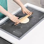 Silicone Pastry Mat Extra Large with Measurements 26''x16'' for Reusable,Non-slip Silicone Baking Mat, Counter, Dough Rolling, Oven Liner,Fondant/Pie Crust (Translucent_Grey, 16''W x 26''L)