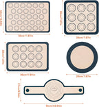 Silicone Baking Mat,Bread Baking Mats All-in-One Silicone Baking Mat Set - Kneading Mat,Non-Stick Pizza Bakeware Mat for Making Cookie,Bread,Bun,Pastry