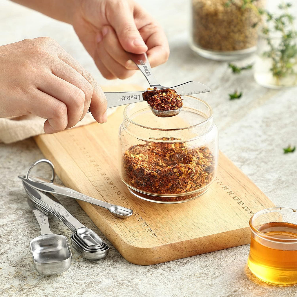 Spring Chef Stainless Steel Measuring Spoons Set of 13 with Leveler, Metal Teaspoon & Tablespoon Measuring Spoons for Cooking & Baking, Fits in Spice Jars, Kitchen Gadgets for Dry & Liquid Ingredients
