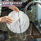 Koville Marble Cutting Board for Kitchen Countertop, 11" Round Marble Cheese Board Serving Tray for Baking, Charcuterie, Pastry, Trivet, Stone Cutting Boards for Kitchen - Milas Lilac