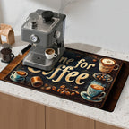 17"x 32" Coffee Bar Mat, Coffee Time Absorbent Dish Drying Mat Cuttable Hide Stain Draining Table Pad for Kitchen Counter, Coffee Bar Accessories