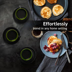 MIAMIO - 2.5 oz Espresso Cup Set with Saucers Set of 6 - Ceramic Coffee Mug Stackable Espresso Mug with Stand for Coffee Drinks, Latte, Cafe Mocha - Le Papillon Collection (Green)