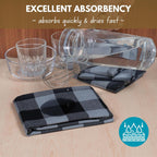 Native Fab 6 Pack Buffalo Check Kitchen Dish Towels, Cotton, Durable, Washable 16"x26" - Tea Towel, Soft Absorbent Cleaning Towels, Hand Towel with Hanging Loop - Black, Grey