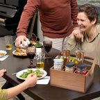 Acacia Silverware Caddy, Natural Wooden Flatware Organizer with Adjustable Handle, Outdoor Utensil Holder Box Multi-Purpose Storage Container for Kitchen Counter, Party, Table, Camping, Picnic