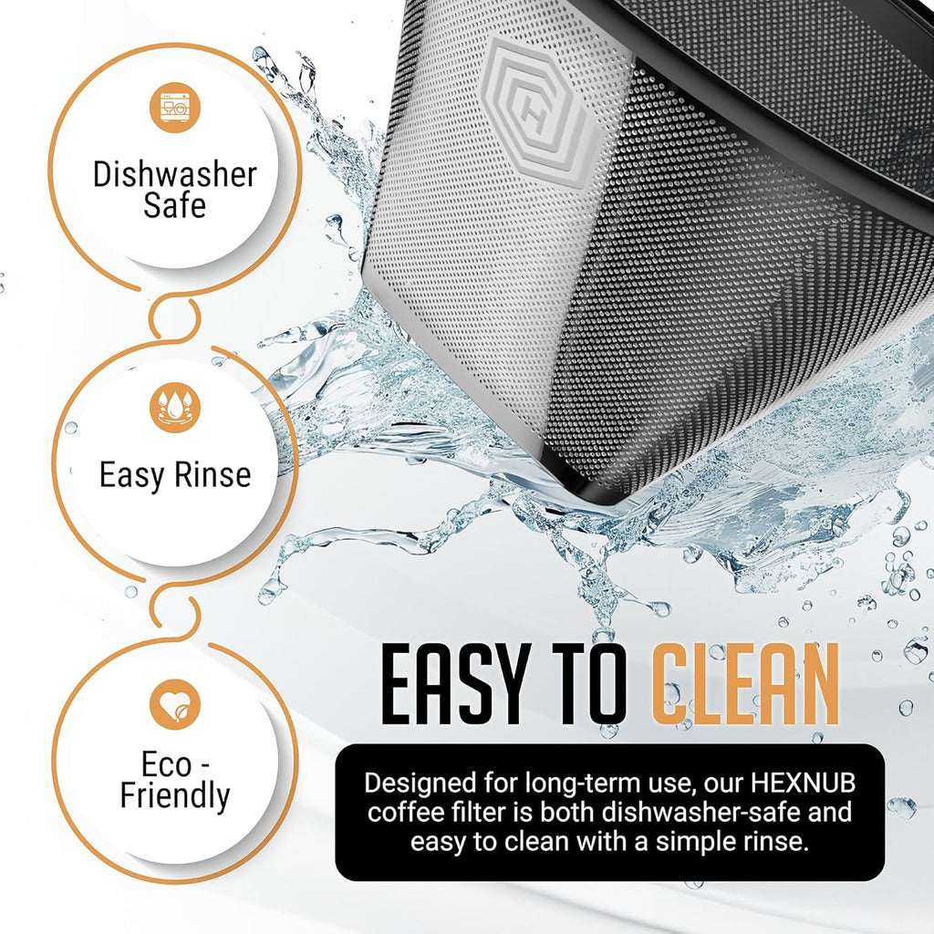 HEXNUB Reusable #4 Coffee Filter for Technivorm Moccamaster KBGV, KBT - Stainless Steel Mesh, Durable Metal Filter for sustainable Brewing