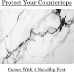 White Black Agate Marble Kitchen Glass Cutting Board Ocean Decorative Gift Marbled Granite Stone Rock Gift For Her Mom Wife (White Black)