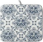 Bohemian Grey Retro Dish Drying Mat for Kitchen Counter,Boho Abstract Flower Art Drying Mat 16 x 18 Inch Microfiber Dish Drying Pad Dish Rack Pad Drainer Mat for Coffee Bar