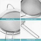 2 Pack Fine Mesh Strainer, Small Stainless Steel Sieves with Handles, for Steeping Loose Leaf Tea, Straining Cocktail, Juice and Sifting Flour, Powdered Sugar (2pcs)