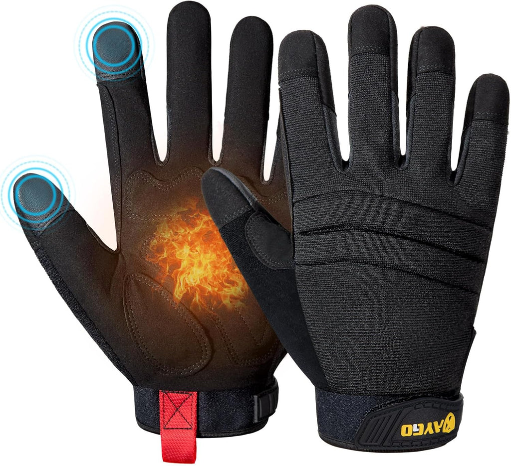 KAYGO Insulated Mechanic Work Gloves,KG127W Winter Thermal Safety Work Gloves for Men and Women, Double Lining,Heavy duty,Improved dexterity,Excellent Grip,Ideal for outdoor jobs,L