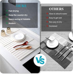 Extral Large Quick Dry Stone Drying Mat for Kitchen Counter,28x16 Inch Collapsible Eco-Friendly Absorbent Diatomaceous Earth Mat for Dishes Cups (White-Upgraded Version, 16x12 inch)