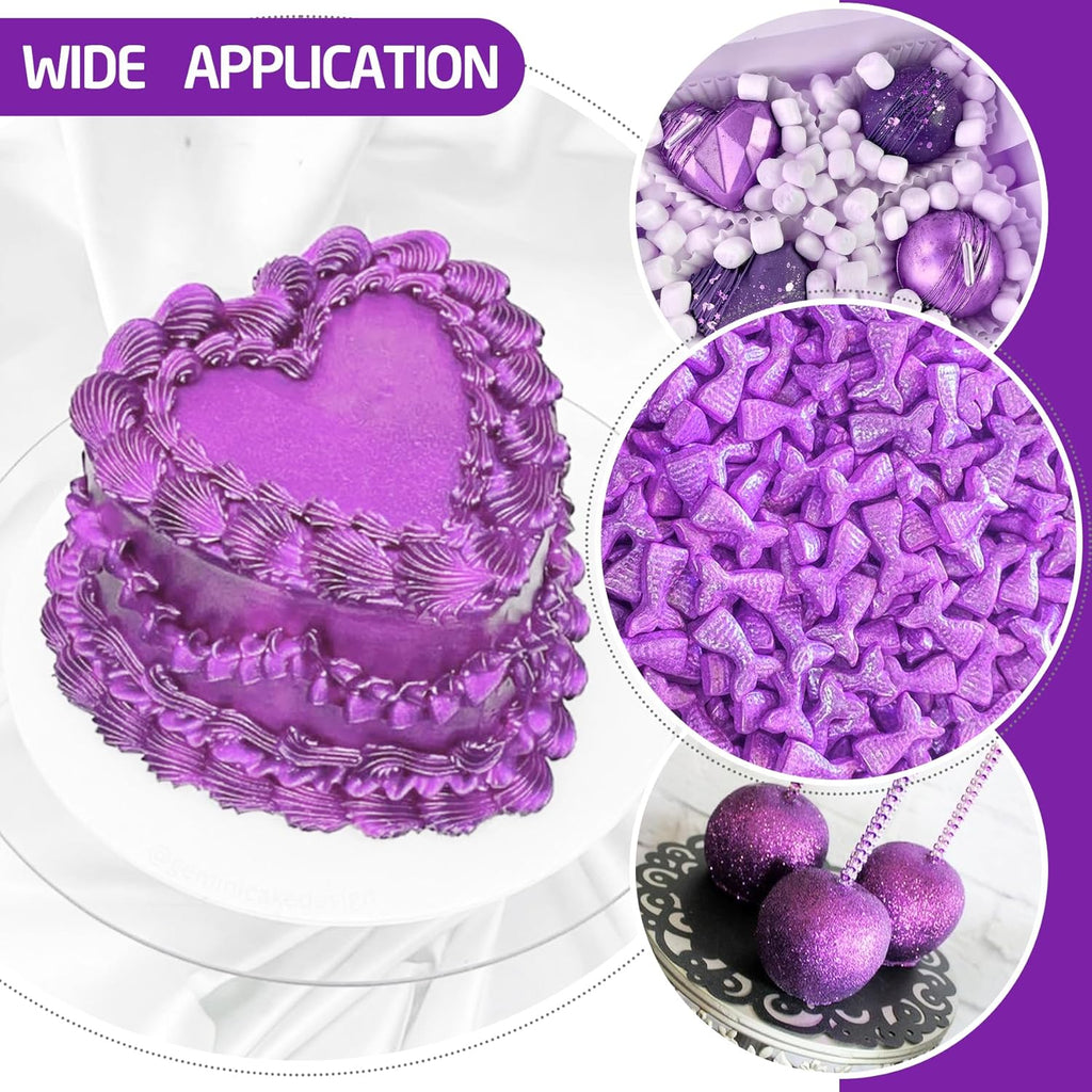 Edible Glitter Spray - 3/4oz Luster Dust Edible Food Grade Glitter Shimmer Dust Powder for Cocktails, Drinks, Cake Decorating - Metallic Food Coloring Powder for Wine, Candy, Cookie, Icing (Purple)