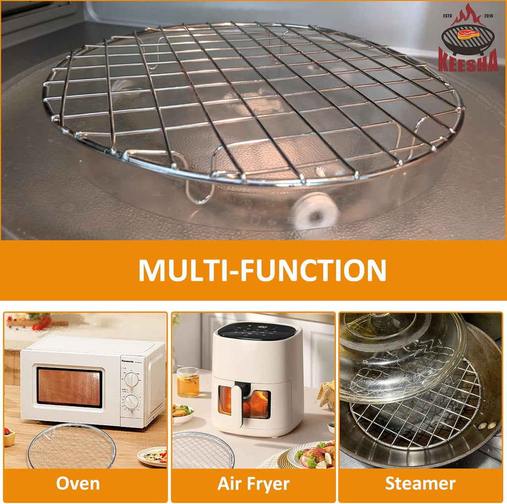 KEESHA 10 Inch Cooling Rack - 304 Stainless Steel Dish Rack for Cooking and Baking - Premium Steamer Rack, Canning Rack - Stackable Cake Cooling Rack