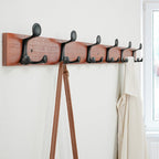 SKOLOO 39-Inch Cherry Wood Coat Rack Wall Mount with 6 Triple Hooks - Ideal for Family Entrances, Classrooms, and Pet Supplies Storage - Perfect Coat Hooks for Wall