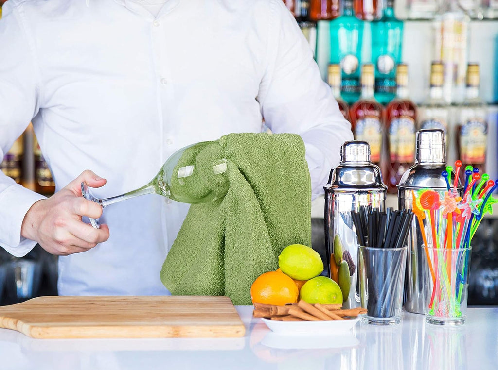 Utopia Towels Kitchen Bar Mops, Pack of 12, 16 by 19 Inches, 100% Cotton Super Absorbent Sage Green Towels, Multi-Purpose Cleaning Towels for Home and Kitchen Bars