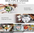 HaWare Mixing Bowls with Airtight Clear Lids, 6-Piece Stainless Steel Strong Nesting Bowls Set, Metal Salad Bowl for Cooking, Prepping, Baking, Serving & Food Storage, Size 4.6, 3, 1.5QT, Khaki