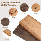 Floating Shelves for Wall Decor, Rustic Solid Elm Wood Live Edge Floating Shelves Wall Mounted, Wall Shelves with Invisible Bracket for Living Room Bathroom Bedroom Kitchen, 24 Inch Set of 2, Natural