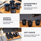 DUJUST Japanese Tea Set for 6, Kiln Altered Glaze Porcelain Tea Set with 1 Teapot, 6 Tea Cups & 1 Tea Tray, Unique Chinese Tea Sets for Adults/Tea Lovers/Women/Men, Dark Blue