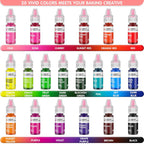 Food Coloring Liquid Set - Jelife 20 Colors Liquid Easter Eggs Dye Kit Edible Cake Decorating Color Flavorless Vibrant Food Dye for Baking Macaron Frosting Fondant Cookie(6ml/Bottles)