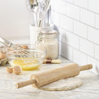 FARBERWARE Classic Wood Rolling Pin, 18-Inch Hardwood Dough Roller for Baking Pizza, Pies, Pastry and Cookies, Ergonomic Handles, Kitchen Essential