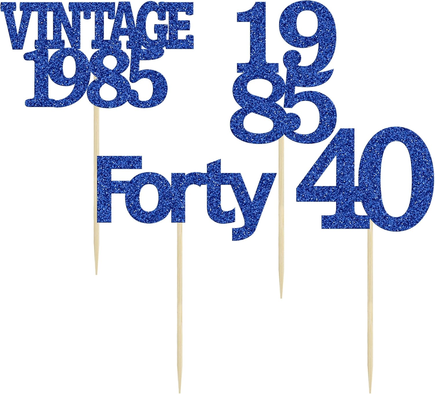 Gyufise 24Pcs Vintage 1980 Cupcake Toppers Glitter Cheers to 45 Fabulous Forty Five Cupcake Picks 45th Birthday Wedding Anniversary Party Cake Decorations Supplies Deep Blue