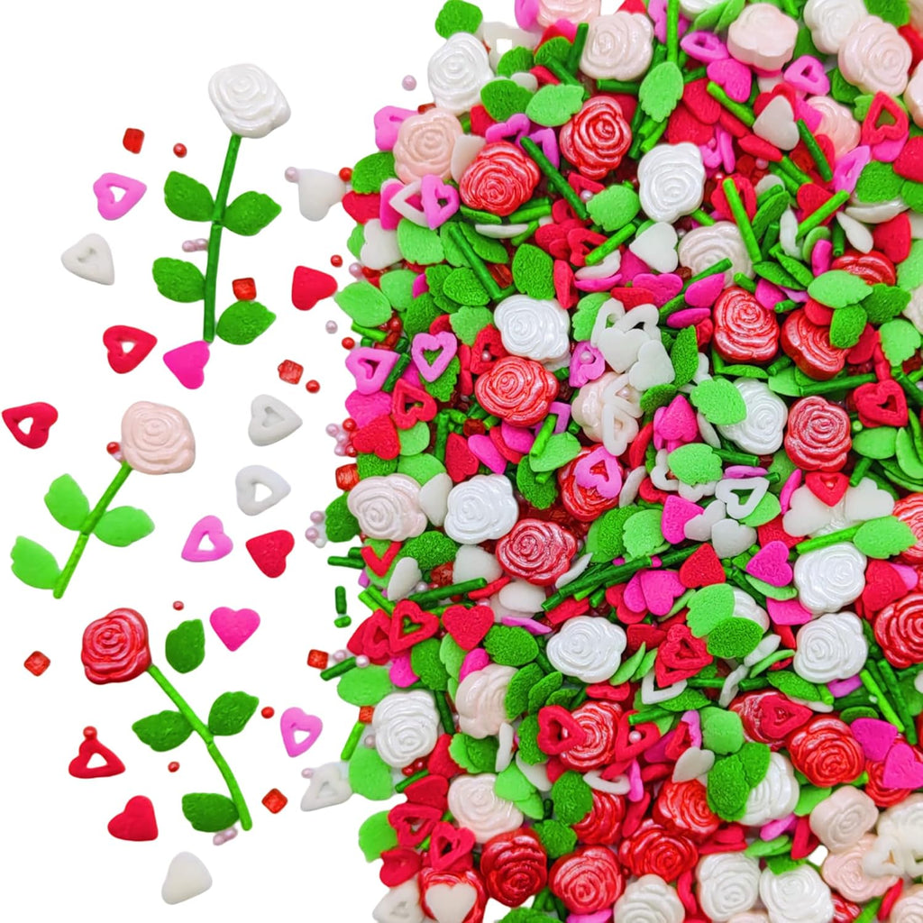 Sprinkles Rose Cake Decorations Topper Edible Themed Sprinkles For Cake Decorations, Baking, Ice Cream, Cookies, Cupcake Topper 4.58OZ