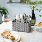 GRANNY SAYS Wicker Utensil Caddy - Picnic Basket with Handle, Organizer for Kitchen Table or Cabinet, Silverware Holder for Parties