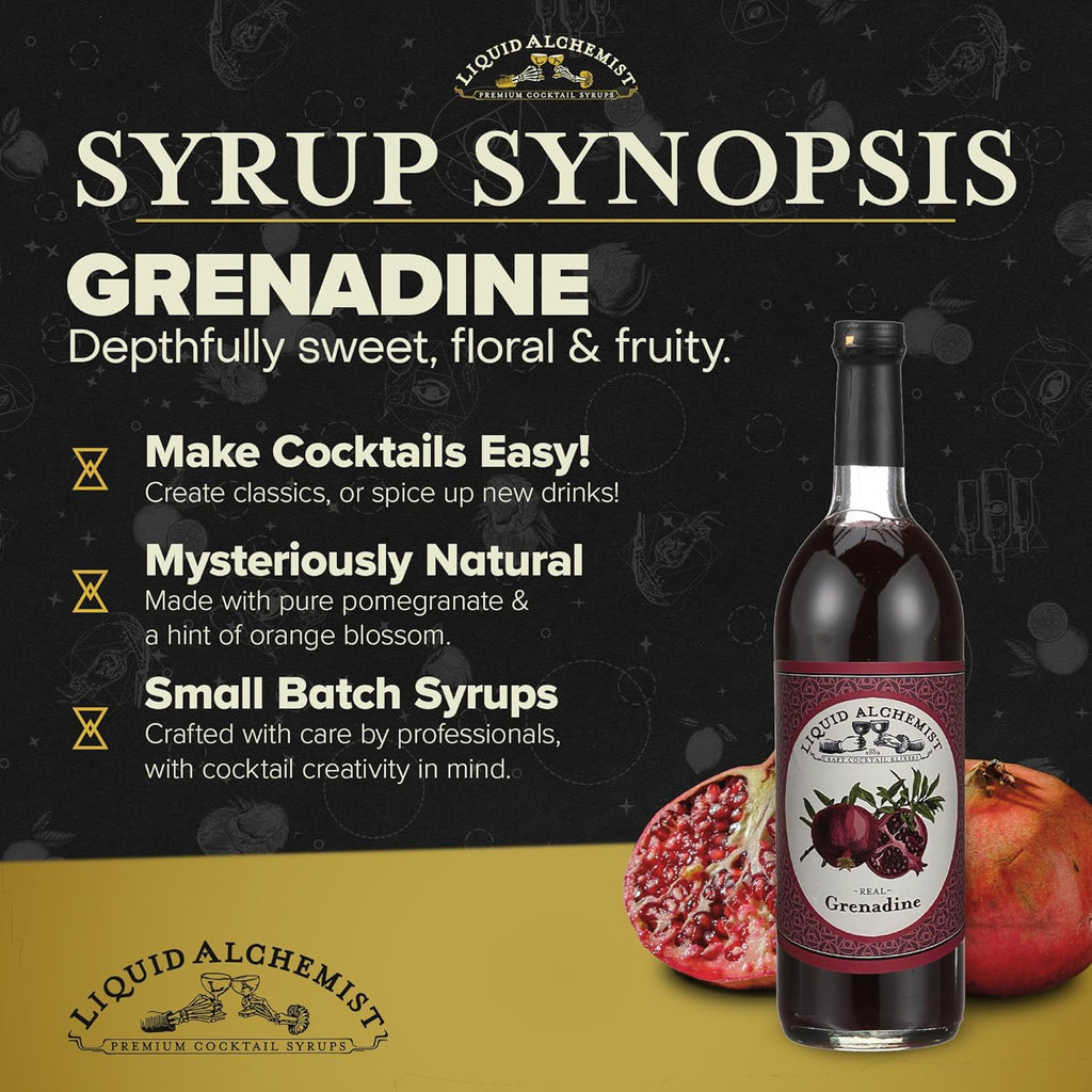 Liquid Alchemist Grenadine Syrup for Cocktails - Real Ingredients Make our Pomegranate Syrup the Perfect Shirley Temple Mix - Our Small Batch is Non-GMO, Gluten Free & Vegan (25 oz)