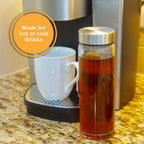 Juice Bottles - 4 Pack Wide Mouth Glass Bottles with Lids - for Juicing, Smoothies, Infused Water, Beverage Storage - 16oz, BPA Free, Stainless Steel Lids, Leakproof, Reusable, Borosilicate